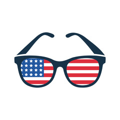 Sunglasses with American Flag, Stylish Patriotic eyeglasses, spectacles featuring the American flag.