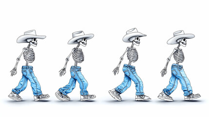 Walking Skeletons in Blue Jeans and Cowboy Hats