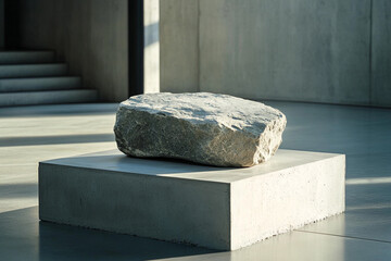 Art object staged on clean concrete plinth