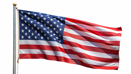 Fototapeta premium American Flag Majestic Waves of Patriotism on white background