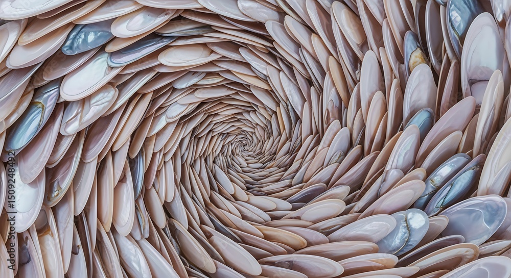 Poster pastel seashell spirals create a harmonious visual effect