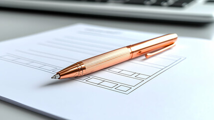 Rose Gold Textured Pen on Document