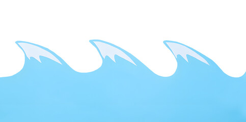 Blue waves made from cutout paper ocean water concept transparent background