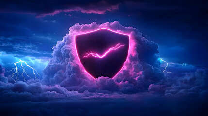 Glowing Shield in Stormy Night Sky
