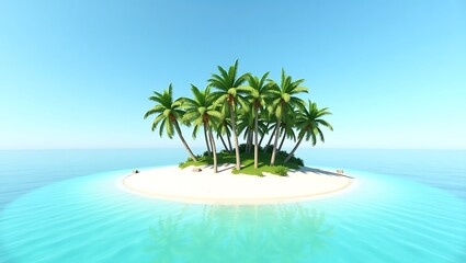 Secluded Island Getaway: A Tranquil Tropical Paradise with Palm Trees