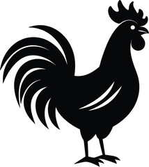  rooster silhouette, raised tail, farm bird
