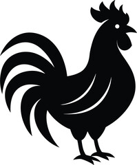  rooster silhouette, raised tail, farm bird
