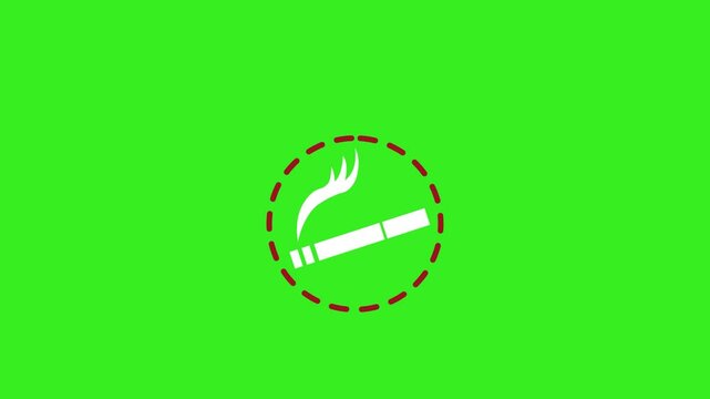 No Smock icon animation on green background. Smock Danger red signal icon .4k video 