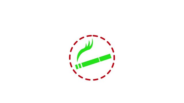 No Smock icon animation on white background. Smock Danger red signal icon .4k video 