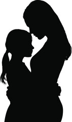 Silhouette mother and daughter hugging love family portrait motherhood parenting togetherness affection