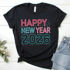 2026 Happy New Year TShirt Design on white background