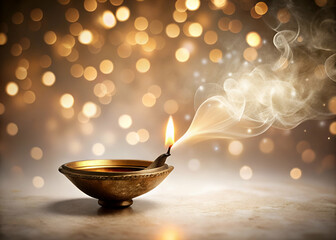 Diwali Festival Illuminated Diya Lamp  Festive Lights Background on white background