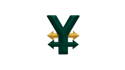 Abstract 3D Yen Symbol with Arrows Finance Currency Exchange Investment Illustration