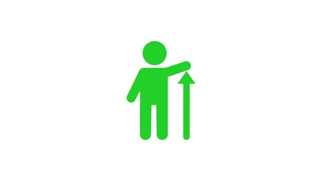 Man growth icon animation sign on white background. 4k video 