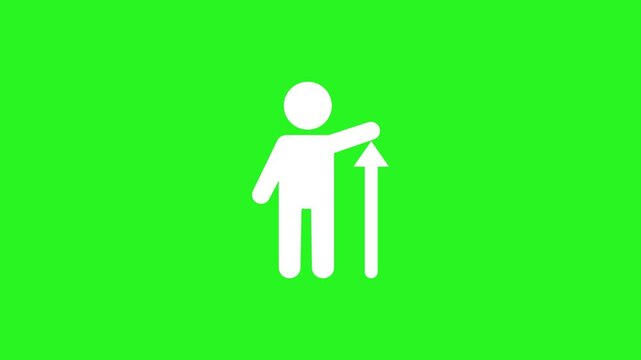 Man growth icon animation sign on green background. 4k video 
