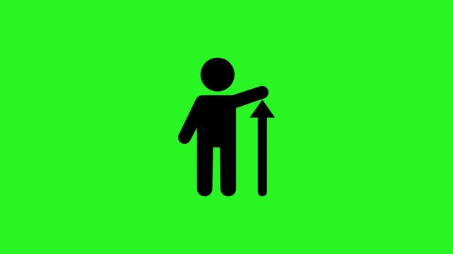 Man growth icon animation sign on green background. 4k video 