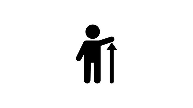 Man growth icon animation sign on white background. 4k video 