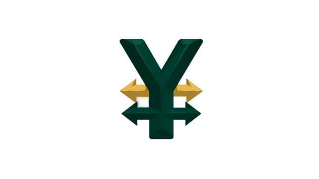 Abstract 3D Yen Symbol with Arrows Finance Currency Exchange Investment Illustration