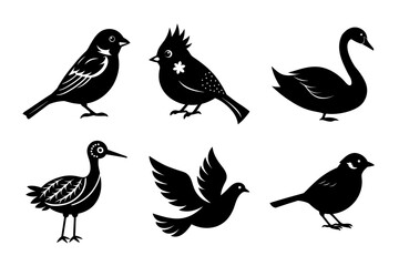 Obraz premium Black Silhouette Birds for Logo and Design