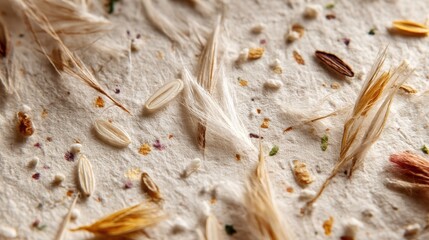 Stunning Macro Detail of Recycled Paper with Natural Cellulose Fibers Emphasizing Eco-Sustainability in Everyday Products