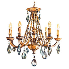 Pendant Chandelier, watercolor painting vector, high quality, isolated on a white background.