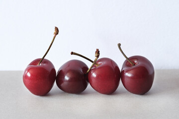 Still Life with Cherries on Neutral Background