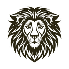 Lion Head Vector Illustration with Detailed Mane on Isolated White Background