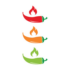 Level Hot Chili Pepper Icon Set Vector Design.