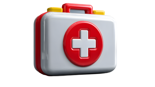 First Aid Kit Medical Box Healthcare Icon 3D Render Emergency Supplies Red Cross Symbol