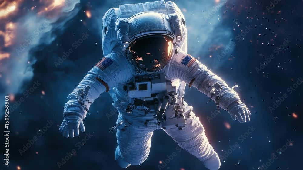 Aufkleber An astronaut floats in zero gravity environment of space, great for sci-fi and futuristic concepts
