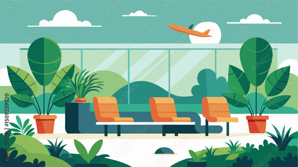 Poster a natural seating area is included on the pads where visitors can admire the beautiful greenery and 