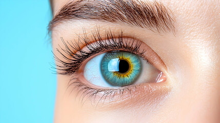 Obraz premium Close Up of a Blue Eye with Long Eyelashes