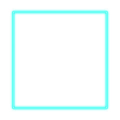 Neon glowing cyan color rectangle shape on transparent background. 