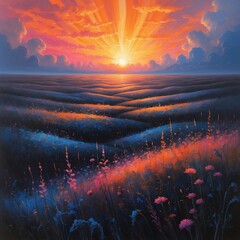 sunset in the forest