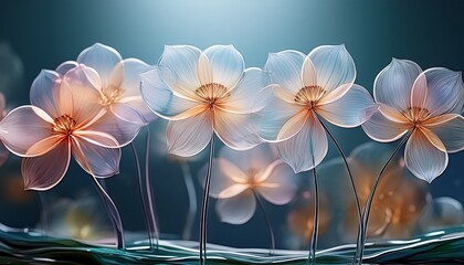 translucent flowers in a row