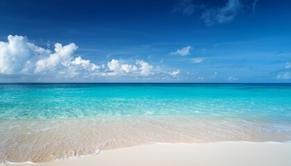 Fototapeta premium tropical beach turquoise ocean horizon and sky