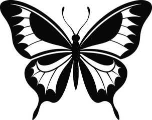  butterfly silhouette, curved wings, nature icon
