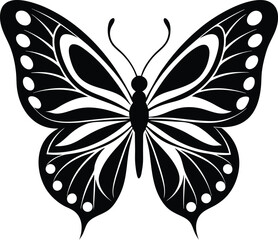  butterfly silhouette, curved wings, nature icon
