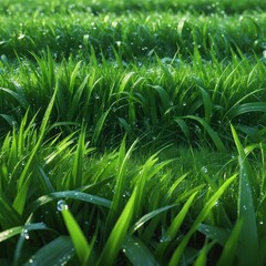 green grass with dew drops