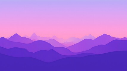 Obraz premium Abstract Purple Mountain Range Landscape with Pink Sky Gradient Background Illustration