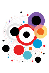 Obraz premium Abstract Geometric Art-Colorful Circles and Lines Illustration-Modern Art Print-Contemporary Design-Minimalist Artwork-Orbital Style-Graphic Art-Wall Decor