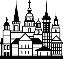 Fototapeta premium city silhouette, skyline buildings, urban view 