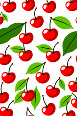 Cherry Delight Pattern- Whimsical Cherry Design for Summer Fun- Sweet and Tart Cherry Illustration- Ideal for Backgrounds- Wallpapers and Fabric Prints