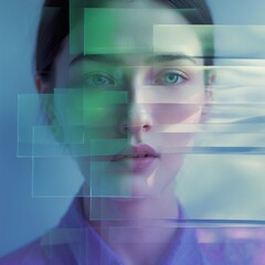 businessman touching virtual screen