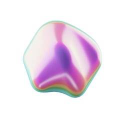 abstract 3d fluid iridescent colour shape, transparent background