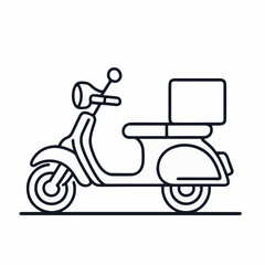 Delivery Scooter Icon with Delivery Box for Food Delivery Services, Urban Logistics, E-commerce, and Online Ordering Platforms