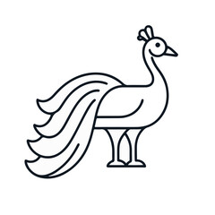 Obraz premium Peacock Icon with Tail on White Background for Graphic Design, Illustration Projects, Iconography, Digital Art, and Awareness Campaigns