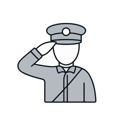 Obraz premium Saluting Soldier Icon on White Background for Military Themes, Respect Campaigns, Education, and Graphic Design Projects