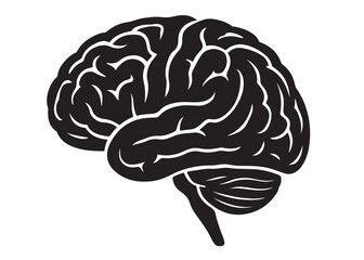 human brain logo silhouette vector, human brain logo icon vector, head with brain vector illustration design, black human brain logo silhouette vector style isolated on white background.
