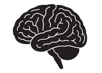 human brain logo silhouette vector, human brain logo icon vector, head with brain vector illustration design, black human brain logo silhouette vector style isolated on white background.